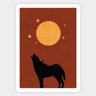 Moon Print, Wolf, Wall Art, Boho, Minimalist Sticker